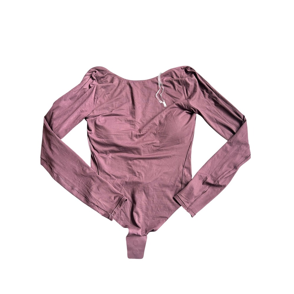 lululemon Wundermost Nulu Boatneck Scoop-Back Long-Sleeve Bodysuit Garnet S